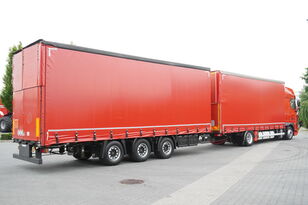 ciężarówka firanka DAF XF 105.460 SSC  , E5 , MEGA , JUMBO 38 EPAL , 3 axles trailer , + przyczepa firanka