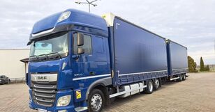 ciężarówka firanka DAF XF 480 / ZESTAW TANDEM 120 M3 / PRZEJAZDOWY / 7,75 M + 7,75 M / + przyczepa firanka